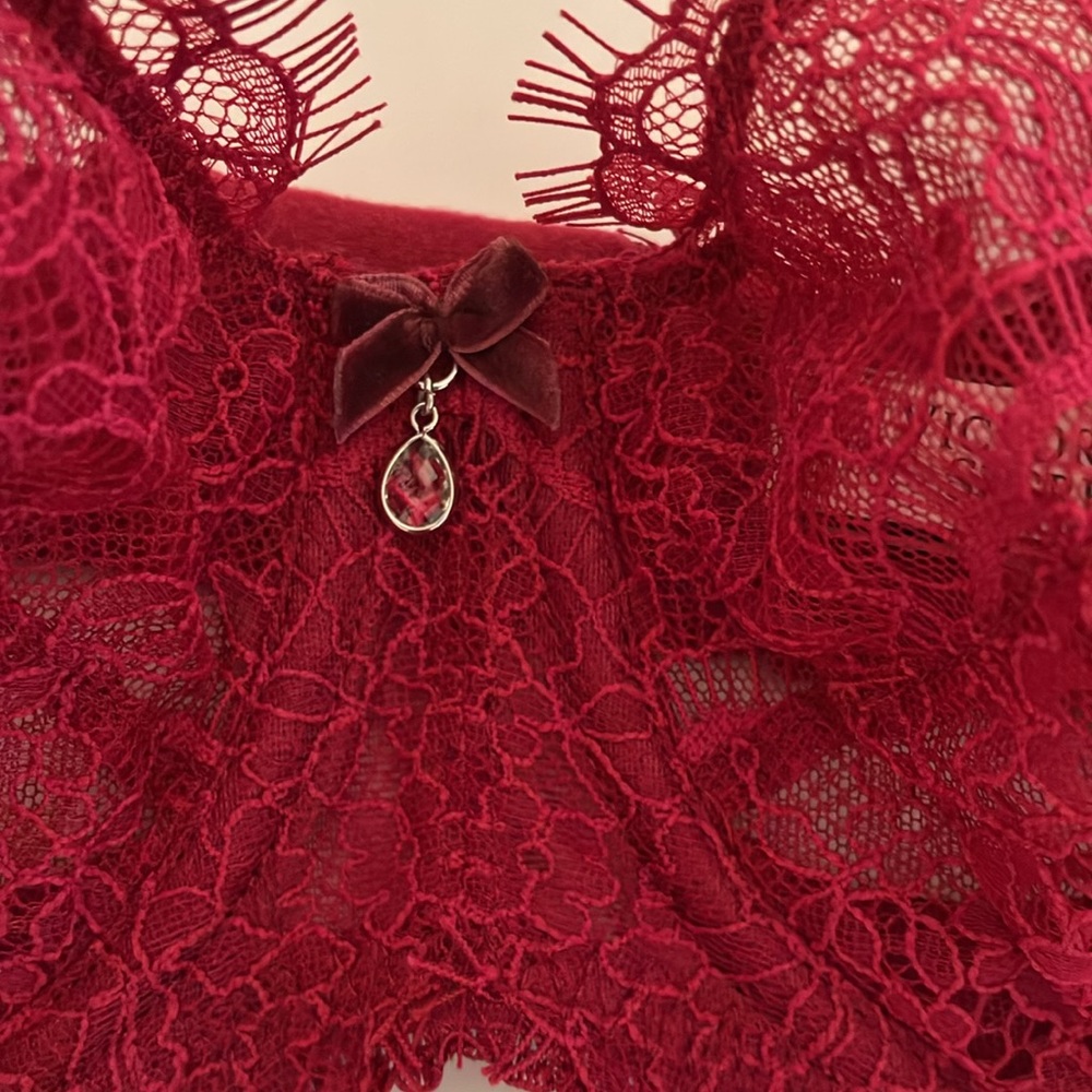 NWOT Victoria's Secret Dark Red Dream Angels Pushup With No Padding Bra 34D - Picture 3 of 11